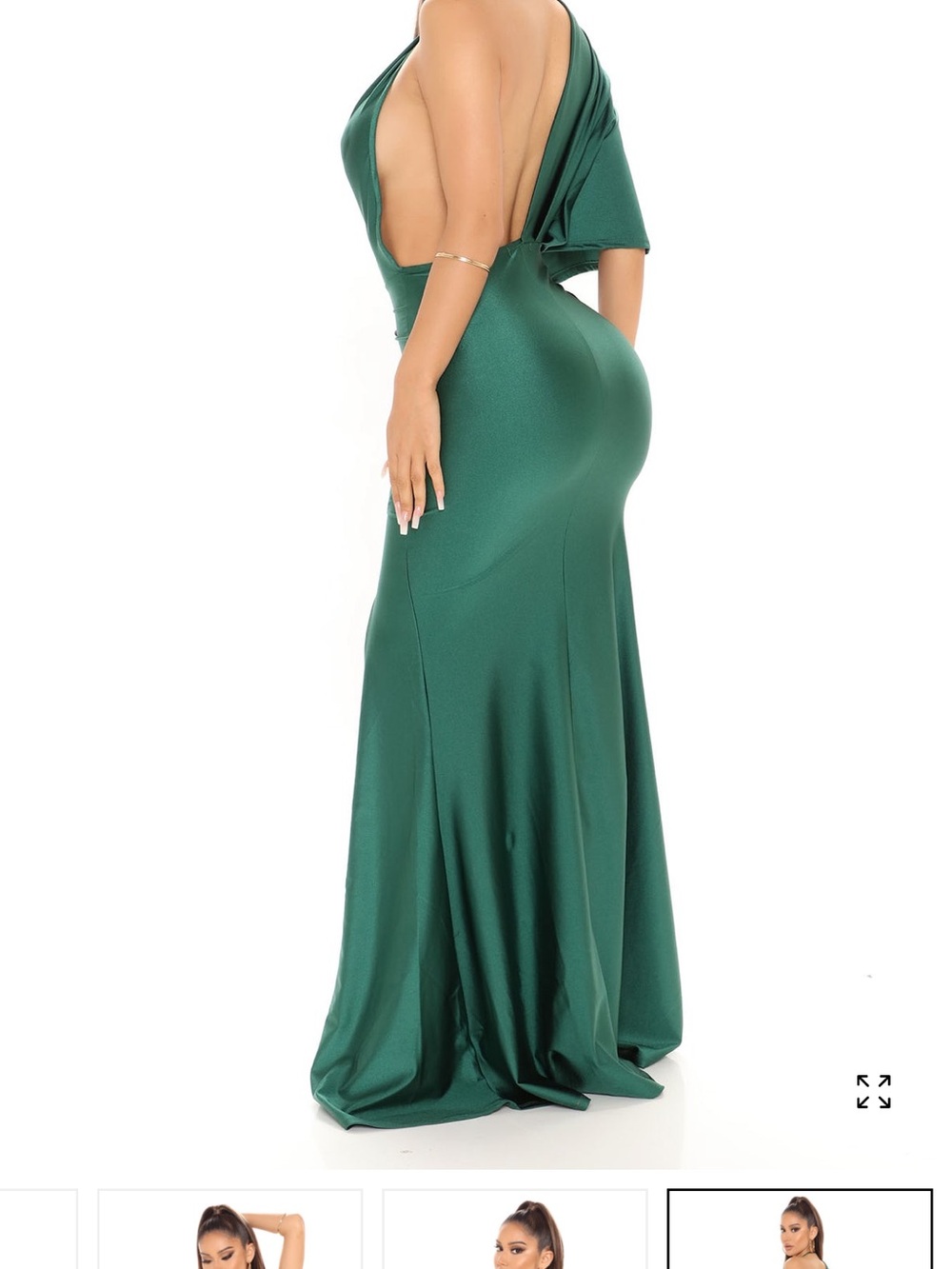 Fashion Nova Emerald Green Maxi Dress with Thigh Slit - Picture 3 of 7